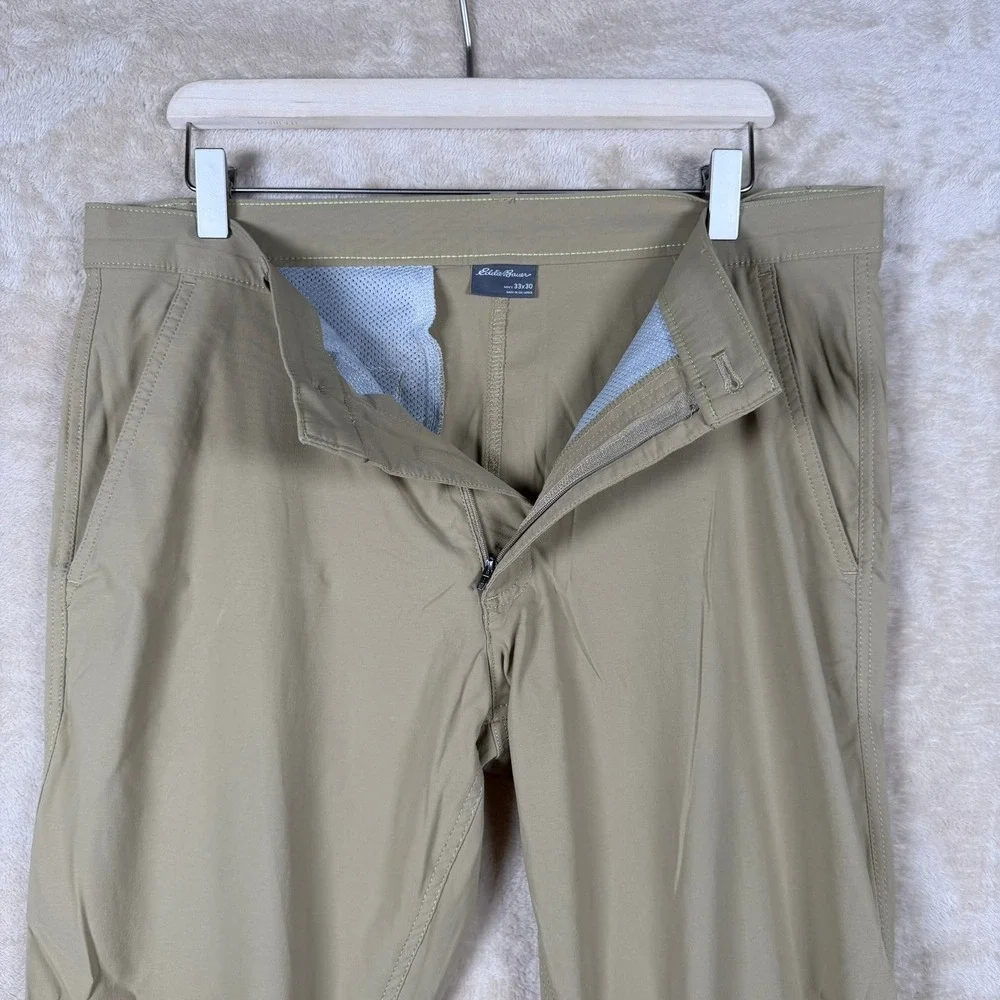 Eddie Bauer Mens 33x30‎ Khaki Beige Adventure Travel Hiking Pants Outdoor